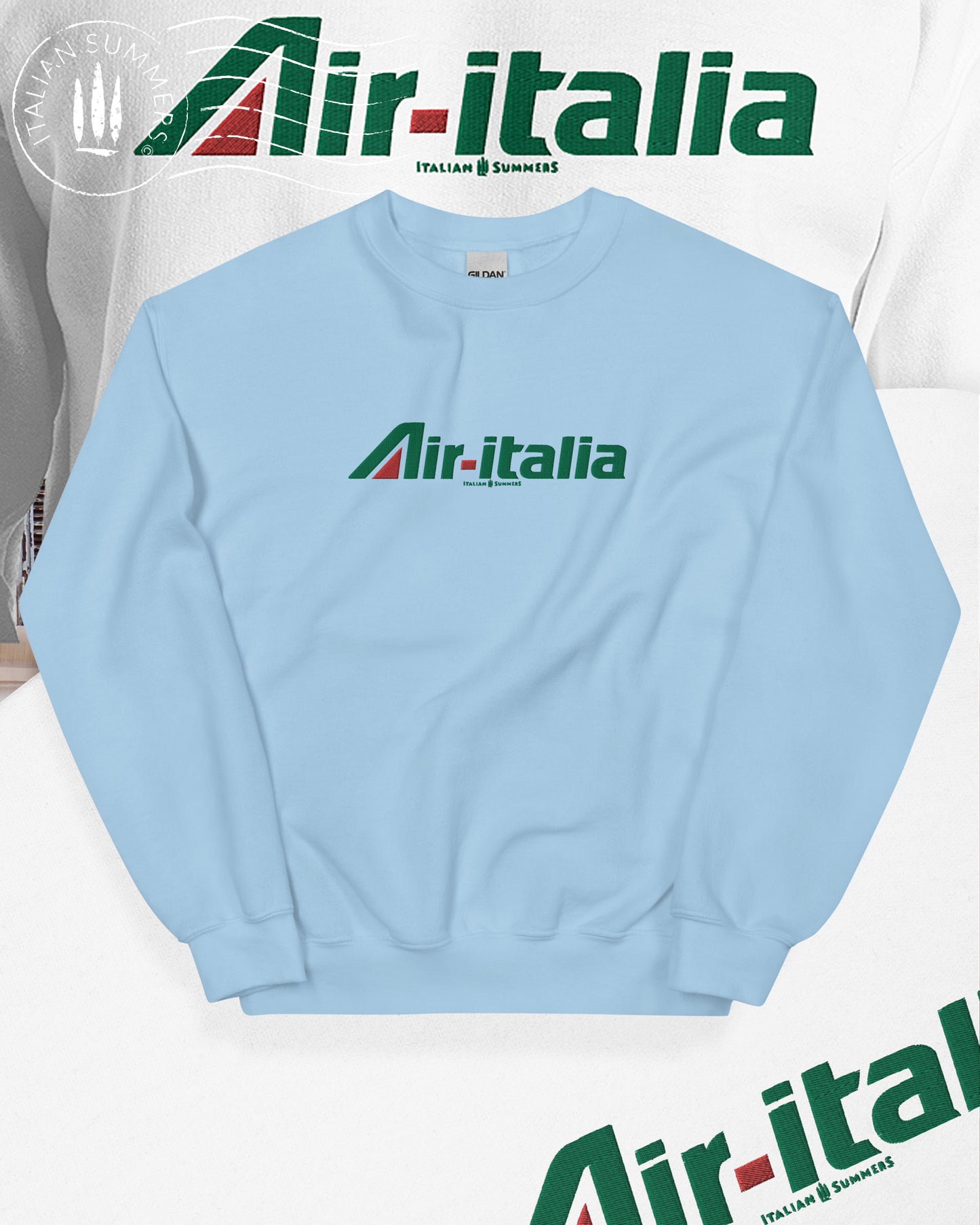Embroidered Sweatshirt AIR ITALIA, Italy traveler, Italian retrostalgia, Italy vacation, Italian Air travel, Italy.