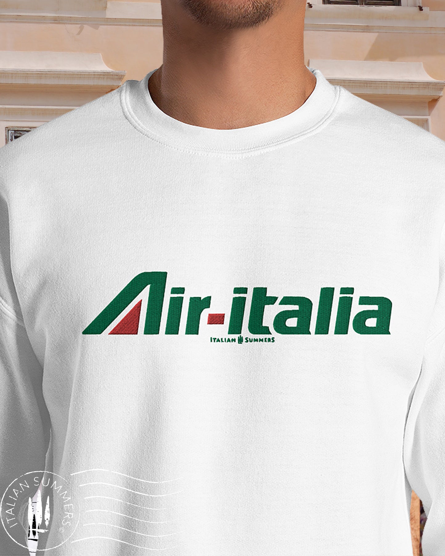 Embroidered Sweatshirt AIR ITALIA, Italy traveler, Italian retrostalgia, Italy vacation, Italian Air travel, Italy.