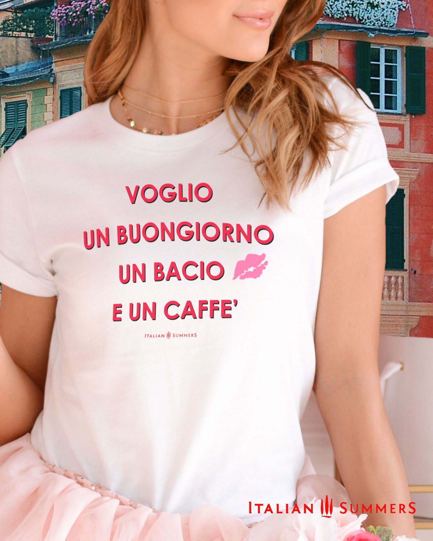 T-shirt Voglio un buongiorno, un bacio e un caffe by Italian Summers