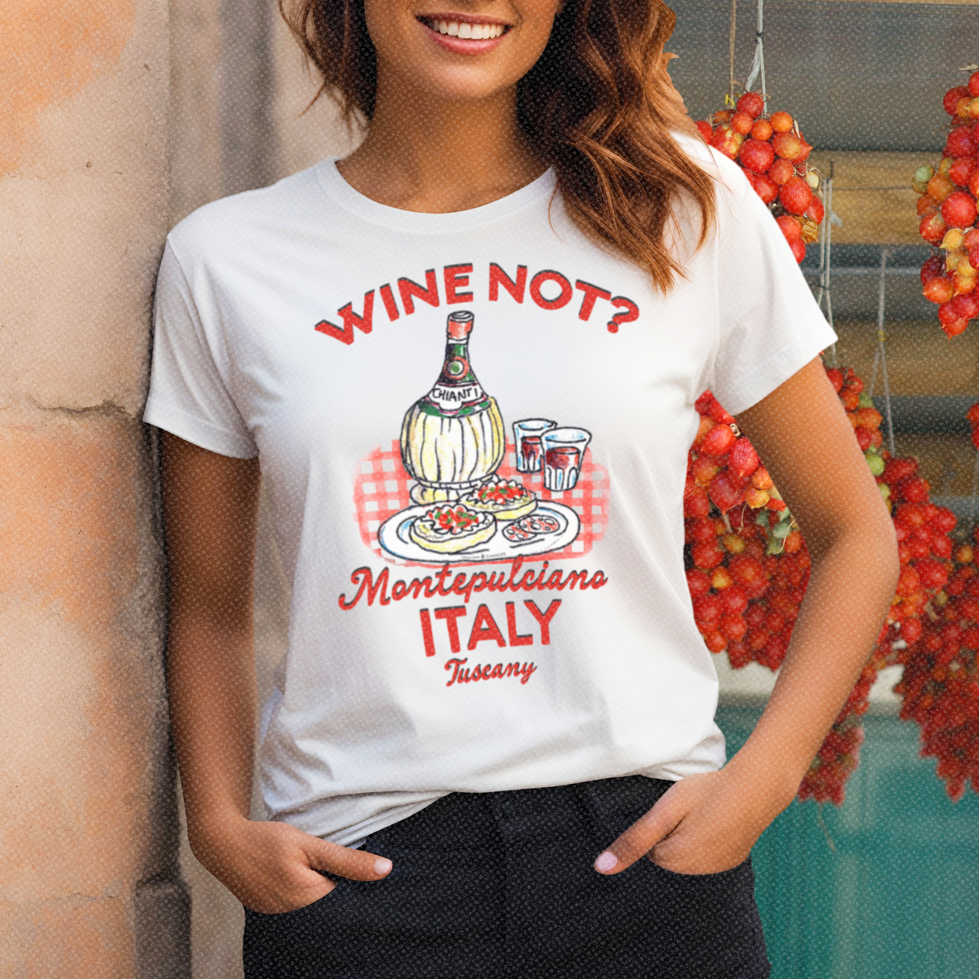 Chianti Wine T-Shirt with Wine Not graphic – Tuscany Italian unisex cotton tee