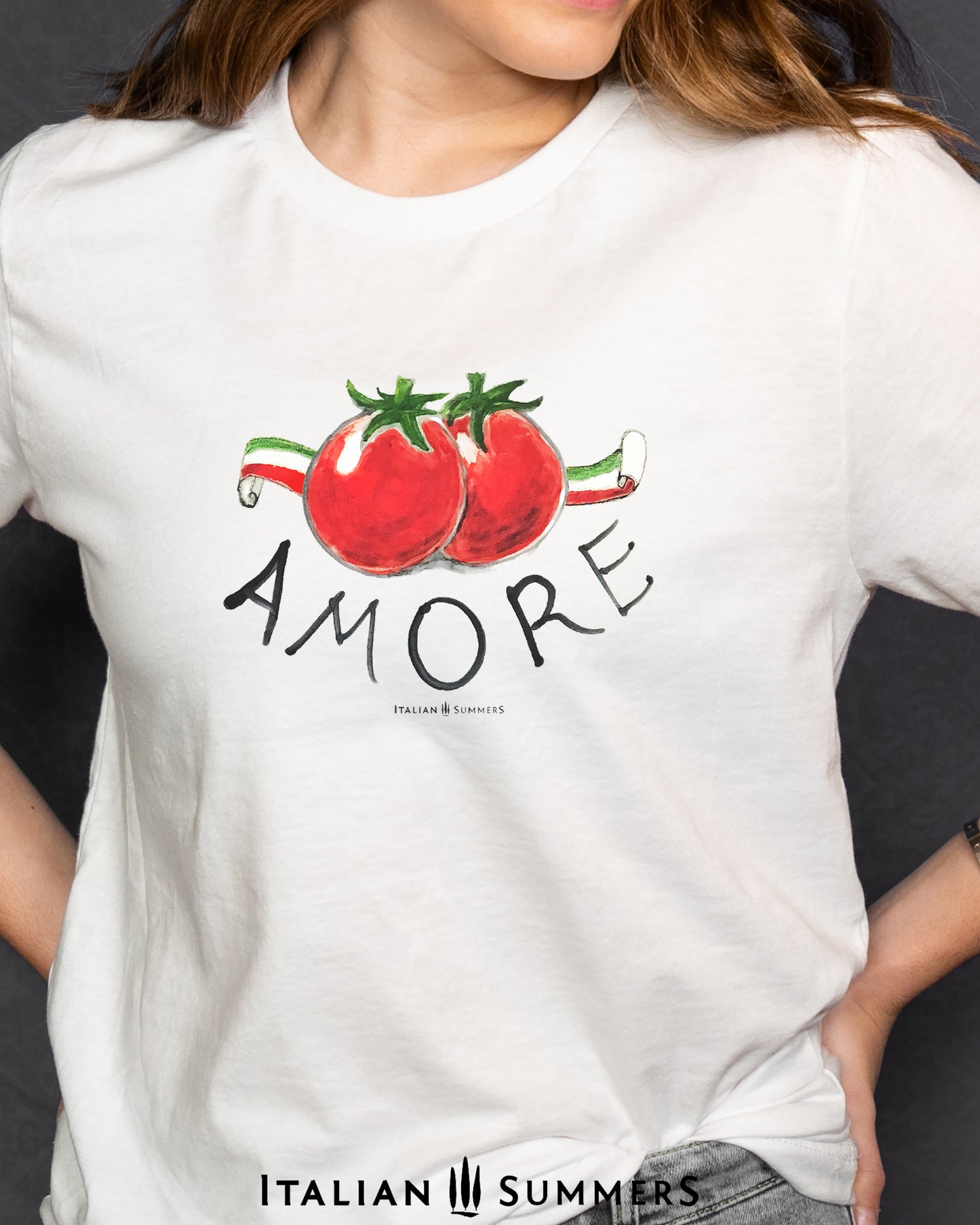 T Shirt AMORE & POMODORI, love in the kitchen, the Italian way