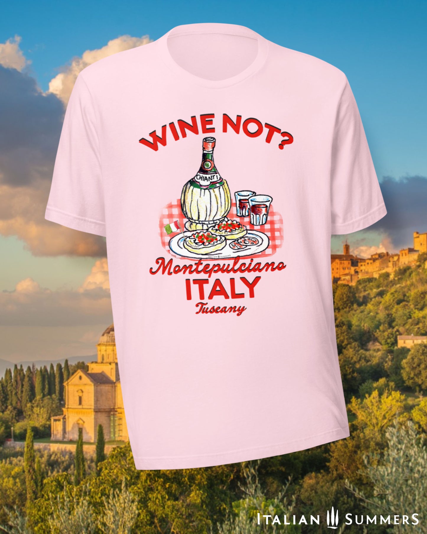 Chianti Wine T-Shirt with Wine Not graphic – Tuscany Italian unisex cotton tee