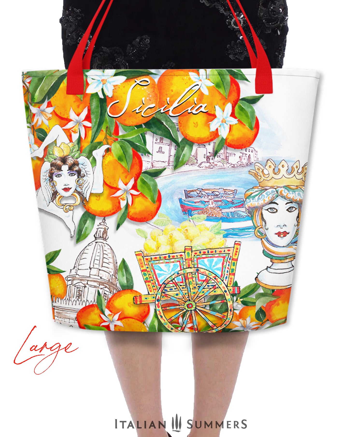 SICILY tote | Italy tote Large, Sicilian oranges, Sicilian style, Italy traveler, Italy lovers, Italy theme, Sicily theme
