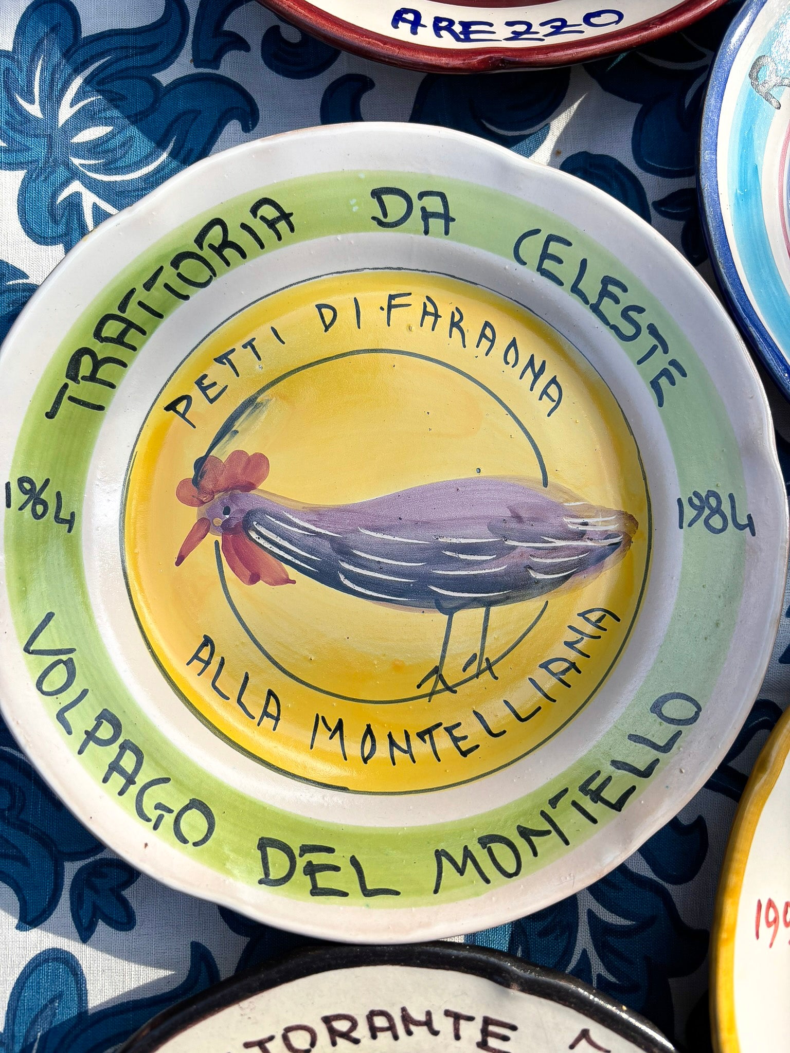 Vintage Buon Ricordo plate from Ristorante Trattoria Da Celeste Volpago del Montello - Hand-painted Italian ceramic commemorative plate