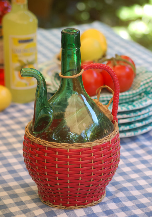 Italy vintage glass, Empoli vintage glass, Vintage Italy barware, Empoli decanter, Vintage glass decanter, Italian Vintage glass decanter, Genie Bottle Empoli