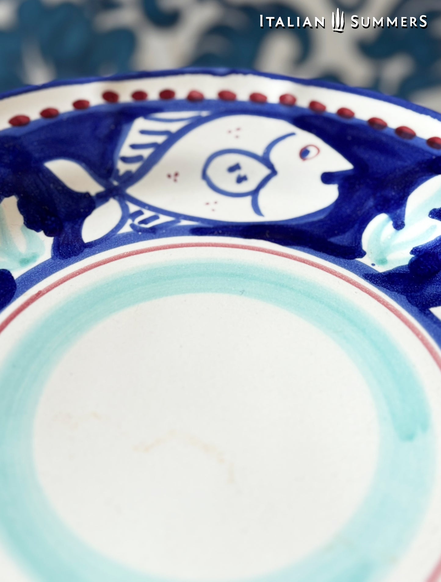 Vietri hand-painted Amalfi Coast large flat dinner plates, set of 8 | Italian Maiolica plates