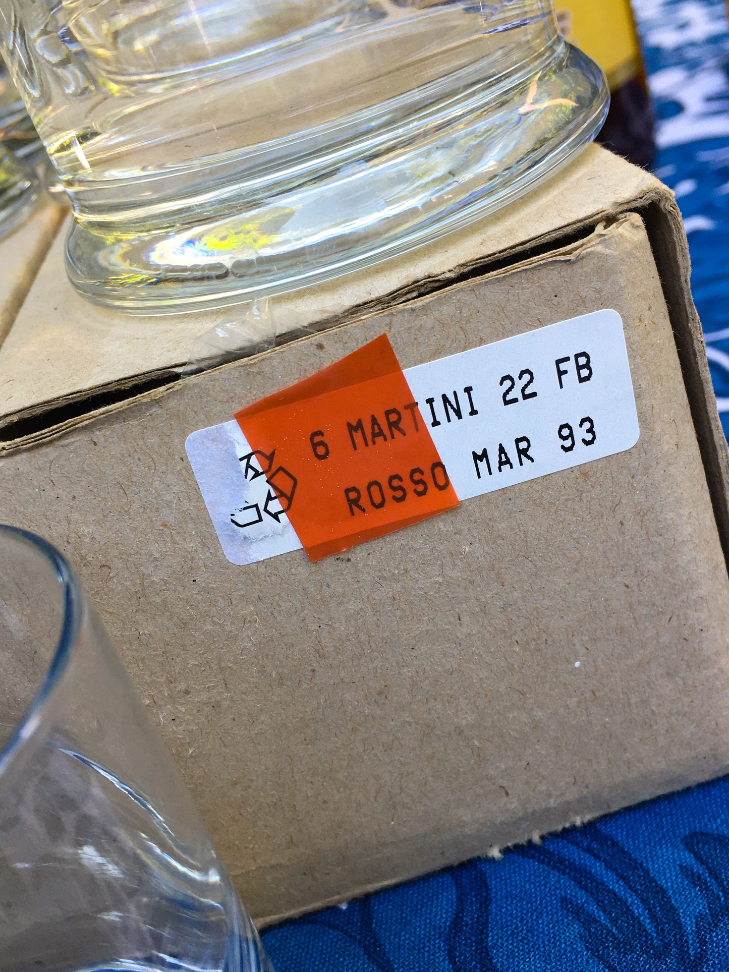 Vintage Martini Rosso Glasses | Swirl Textured Italian Barware, Set of 6, original 1993 box