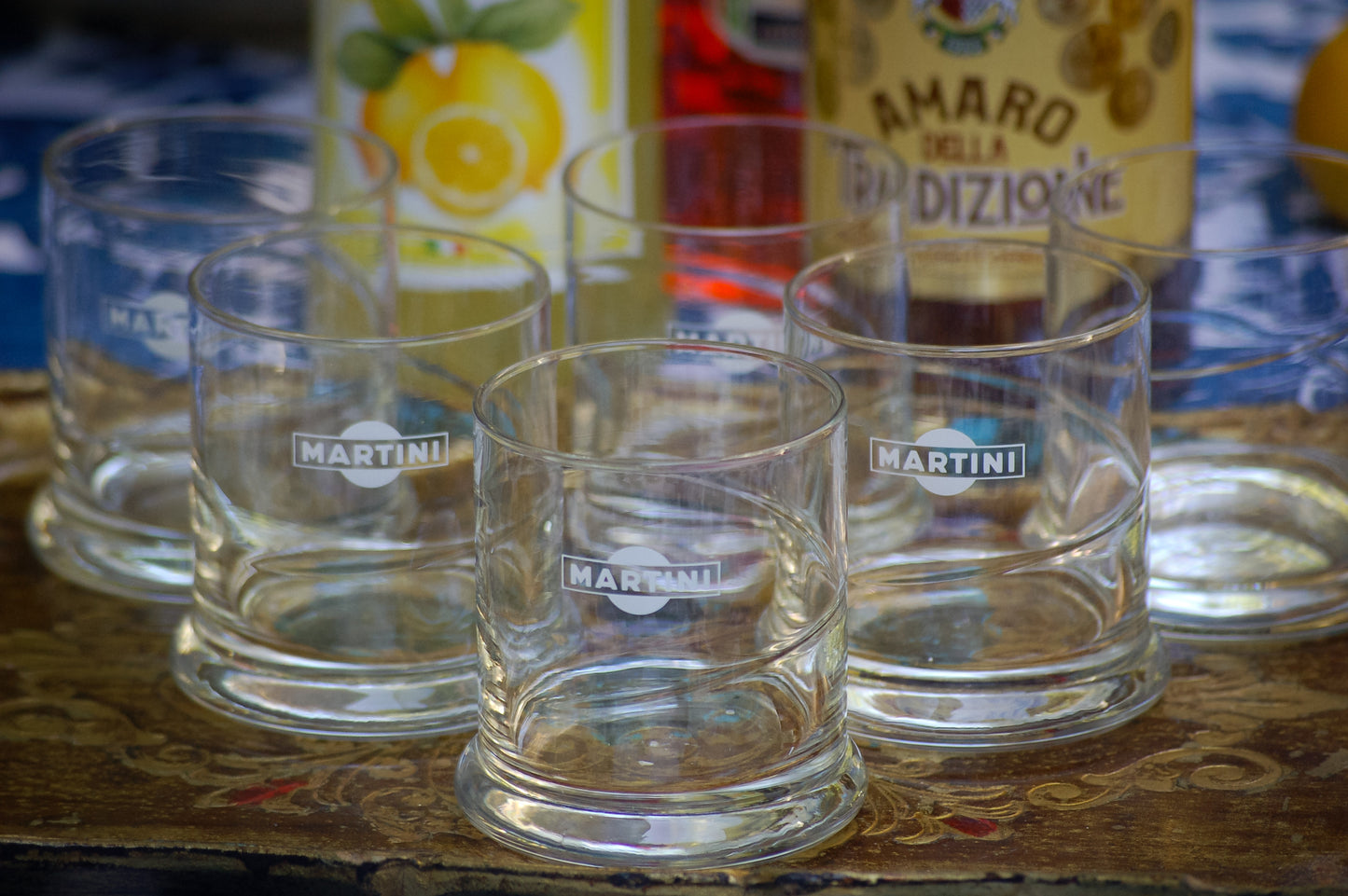 Vintage Martini Rosso Glasses | Swirl Textured Italian Barware, Set of 6, original 1993 box