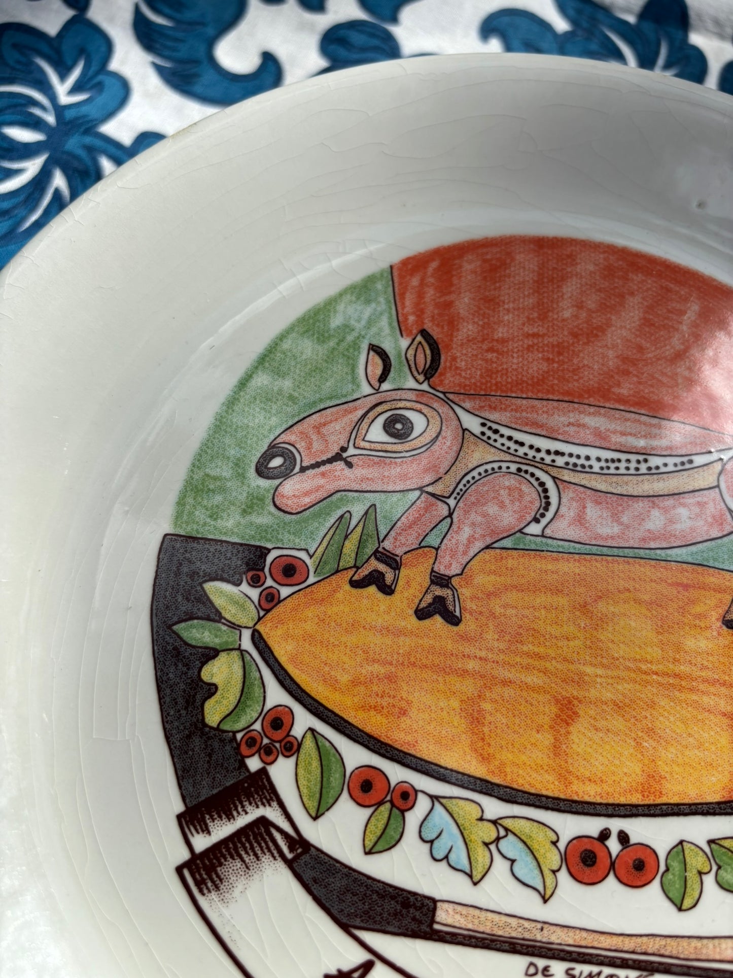 Vintage Autogrill plate by De Simone - Aglio Est Maialetto alla Toscana, 1960s Italian highway memorabilia