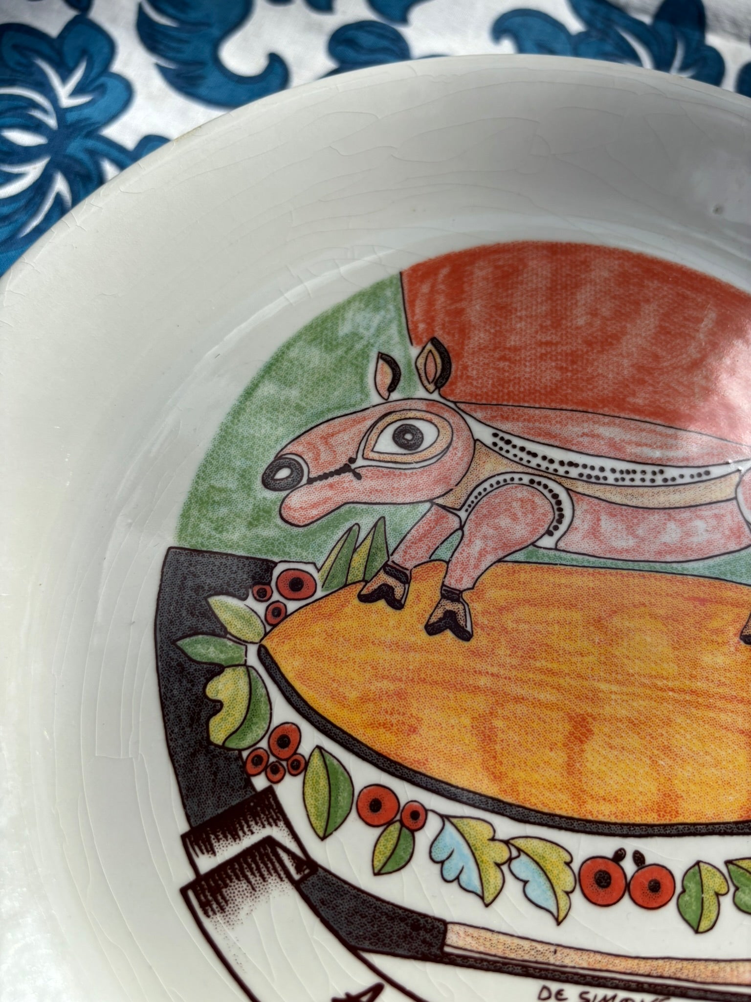 Vintage Autogrill plate by De Simone - Aglio Est Maialetto alla Toscana, 1960s Italian highway memorabilia