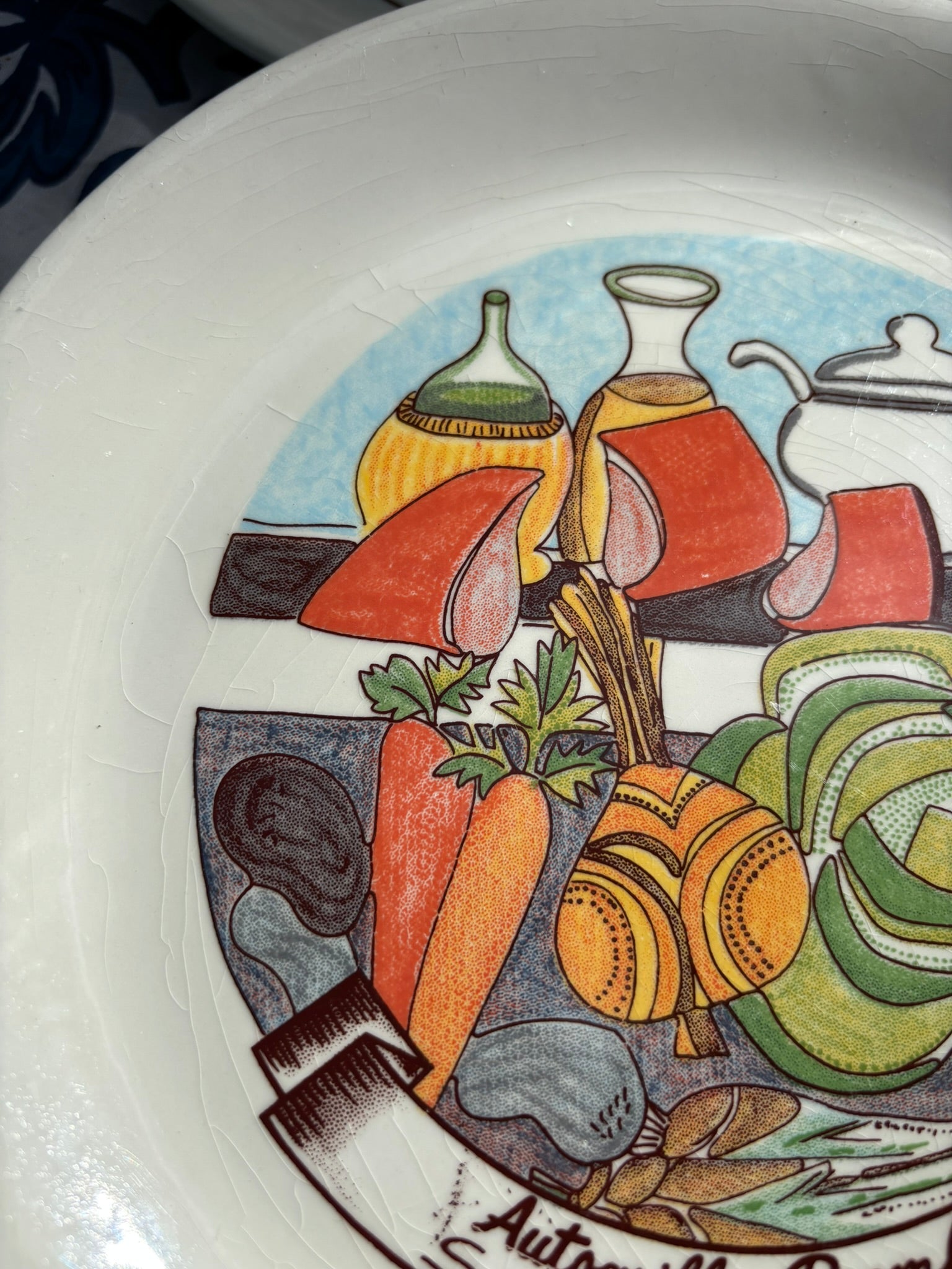 Vintage Autogrill plate by De Simone - Brembo Spezzatino all'Ortolano, 1960s Italian highway memorabilia
