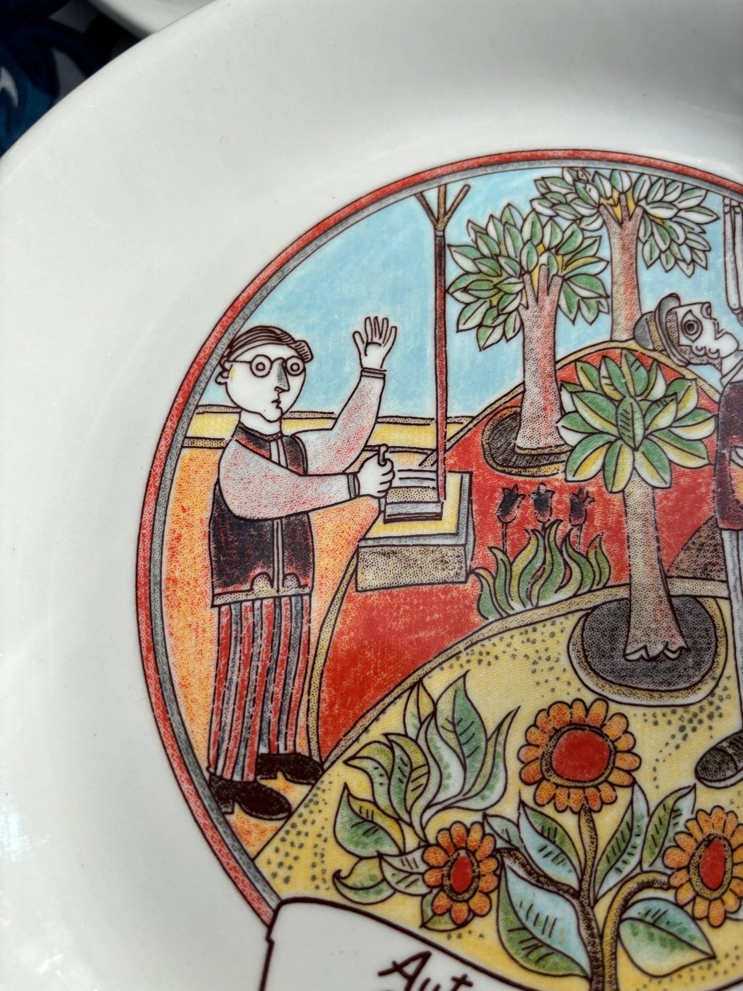 Vintage Autogrill plate by De Simone - Cantagallo Gli Esperimenti di Marconi, 1970s Italian highway memorabilia