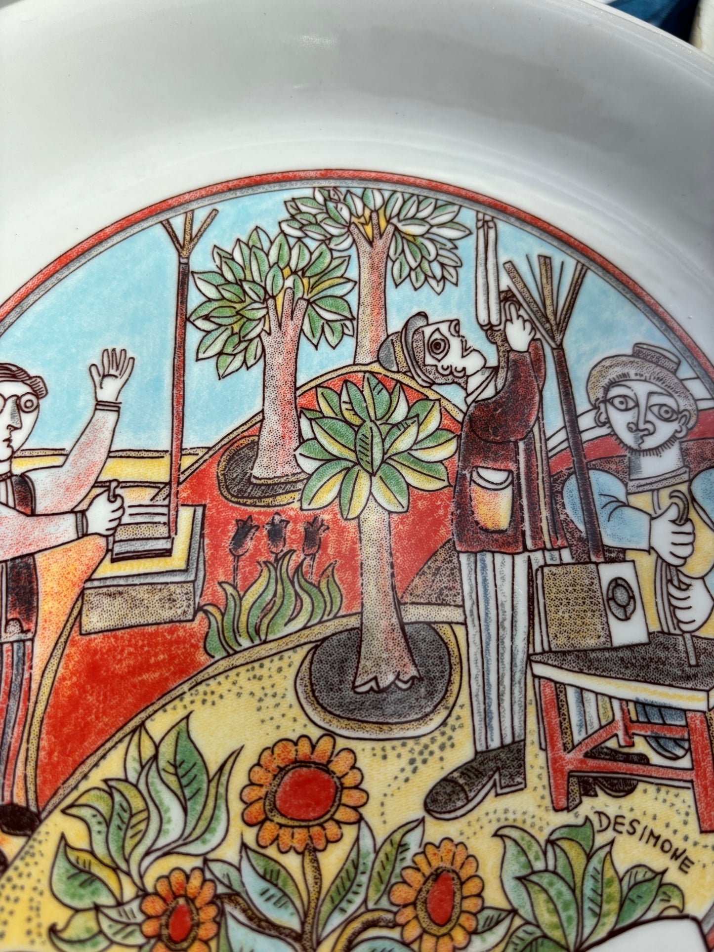 Vintage Autogrill plate by De Simone - Cantagallo Gli Esperimenti di Marconi, 1970s  Italy