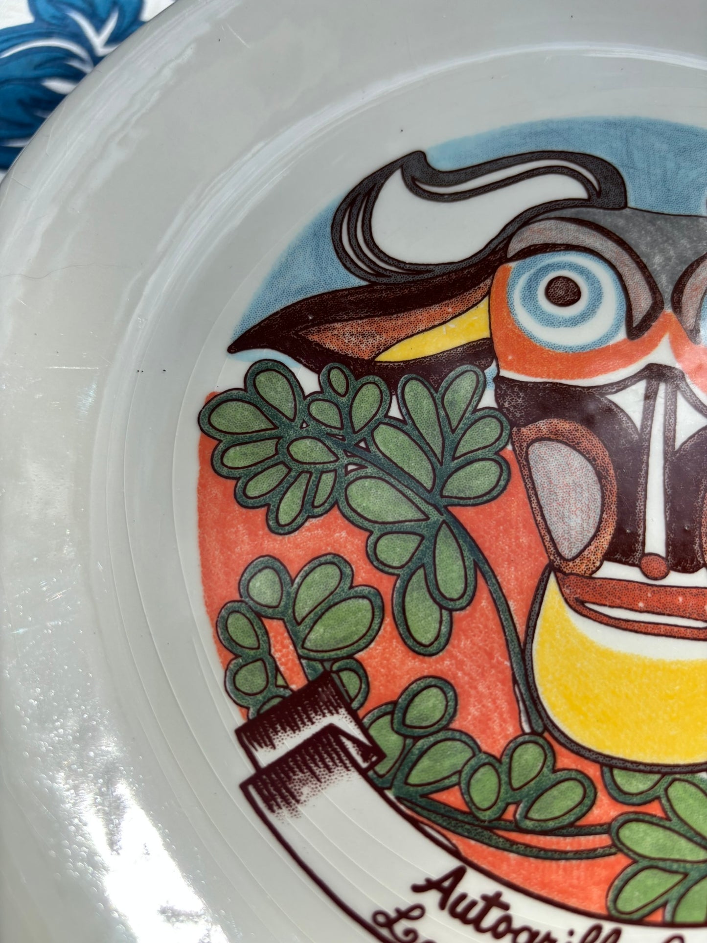 Vintage Autogrill plate by De Simone - Cantagallo Lombatina alla Petroniana, 1960s Italian highway memorabilia
