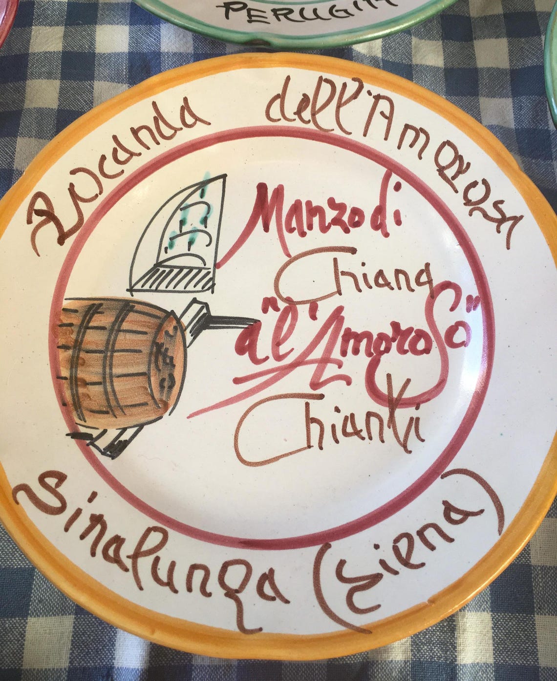 Vintage Italian Restaurant plates Italian Buon Ricordo plates by Italian Summers