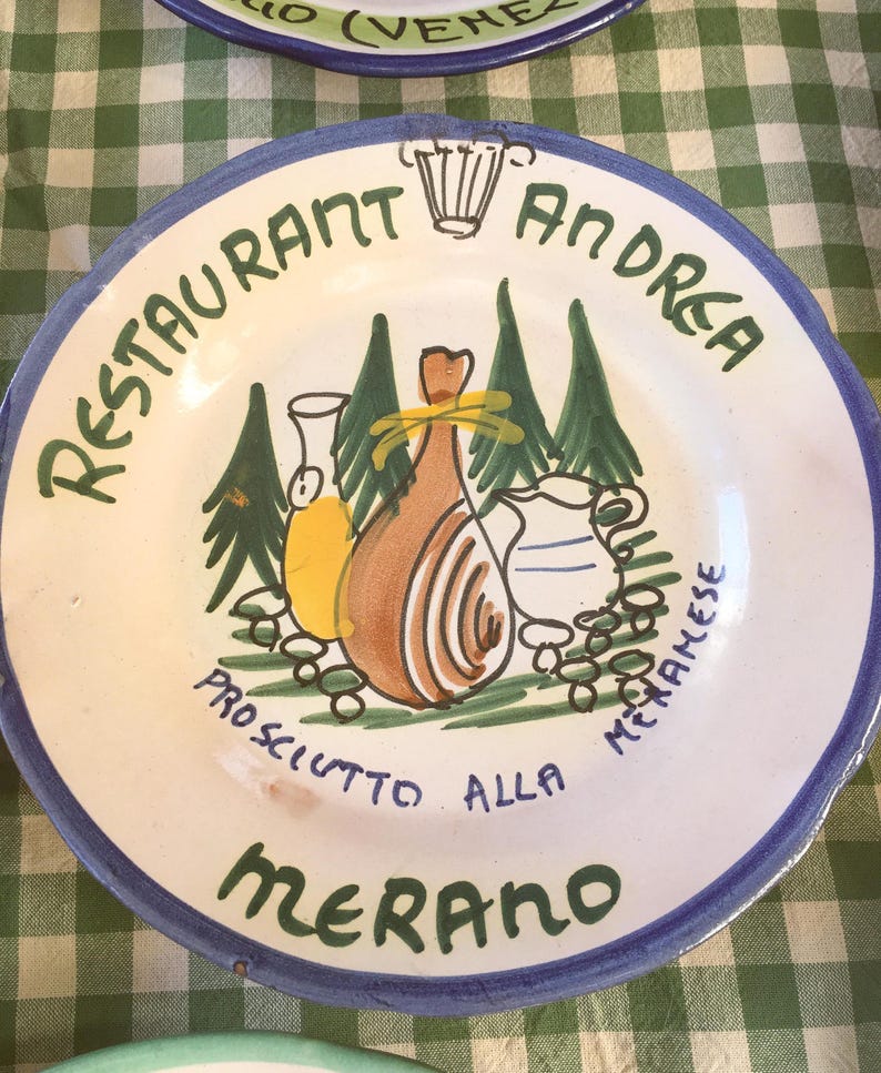 Vintage Italian Restaurant plates Italian Buon Ricordo plates by Italian Summers