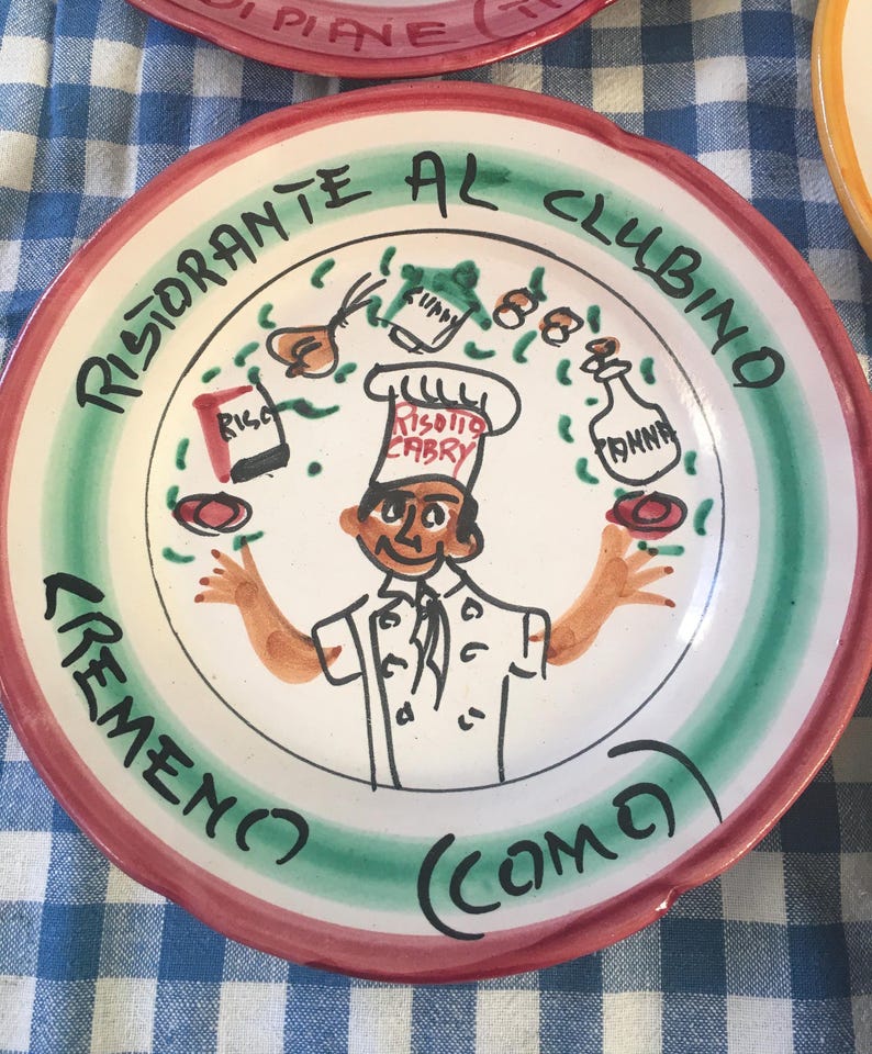 Vintage Italian Restaurant plates Italian Buon Ricordo plates by Italian Summers