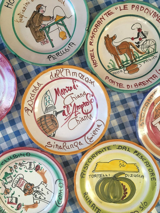 Vintage Italian Restaurant plates Italian Buon Ricordo plates by Italian Summers