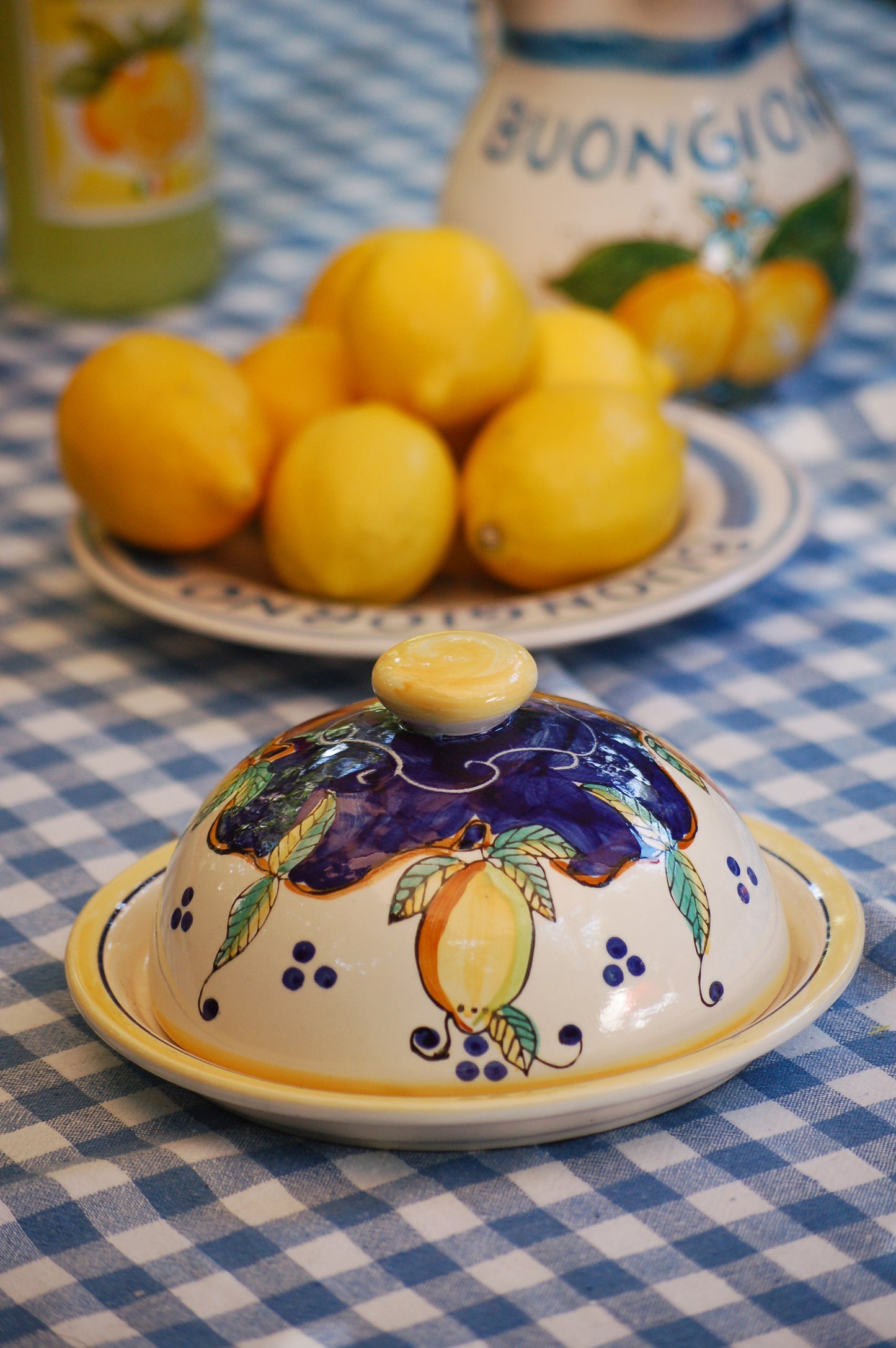 Vintage ceramic butter dish - cheese dish from Vietri, Amalfi Coast kitchen ware