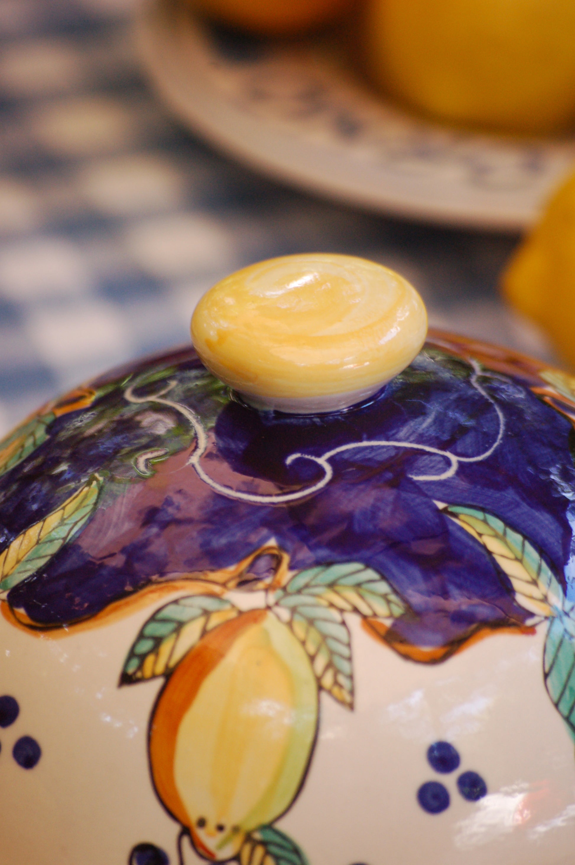 Vintage ceramic butter dish - cheese dish from Vietri, Amalfi Coast Italian table ware