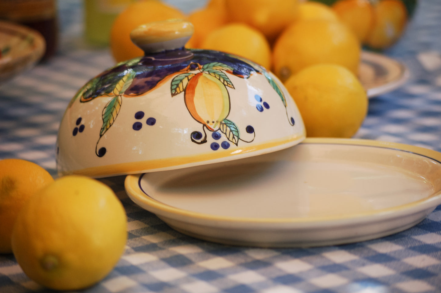 Vintage ceramic butter dish - cheese dish from Vietri, Amalfi Coast ceramic