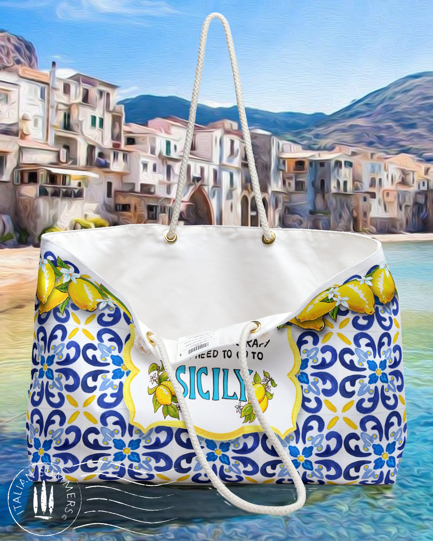 XL Beach Bag (SICILY)-THERAPY-Tiles by Italian Summers