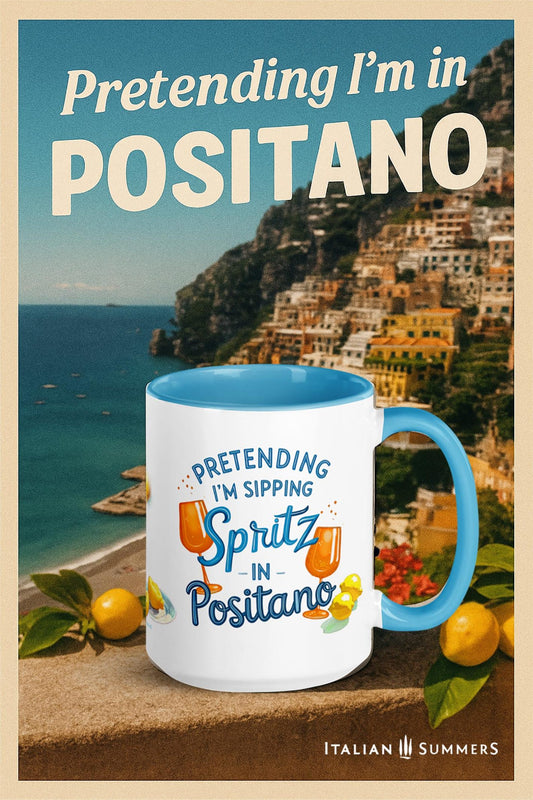 Mug Pretending I'm sipping SPRITZ in POSITANO, Italy theme mug, Espresso yourself, Aperol appreciation mug