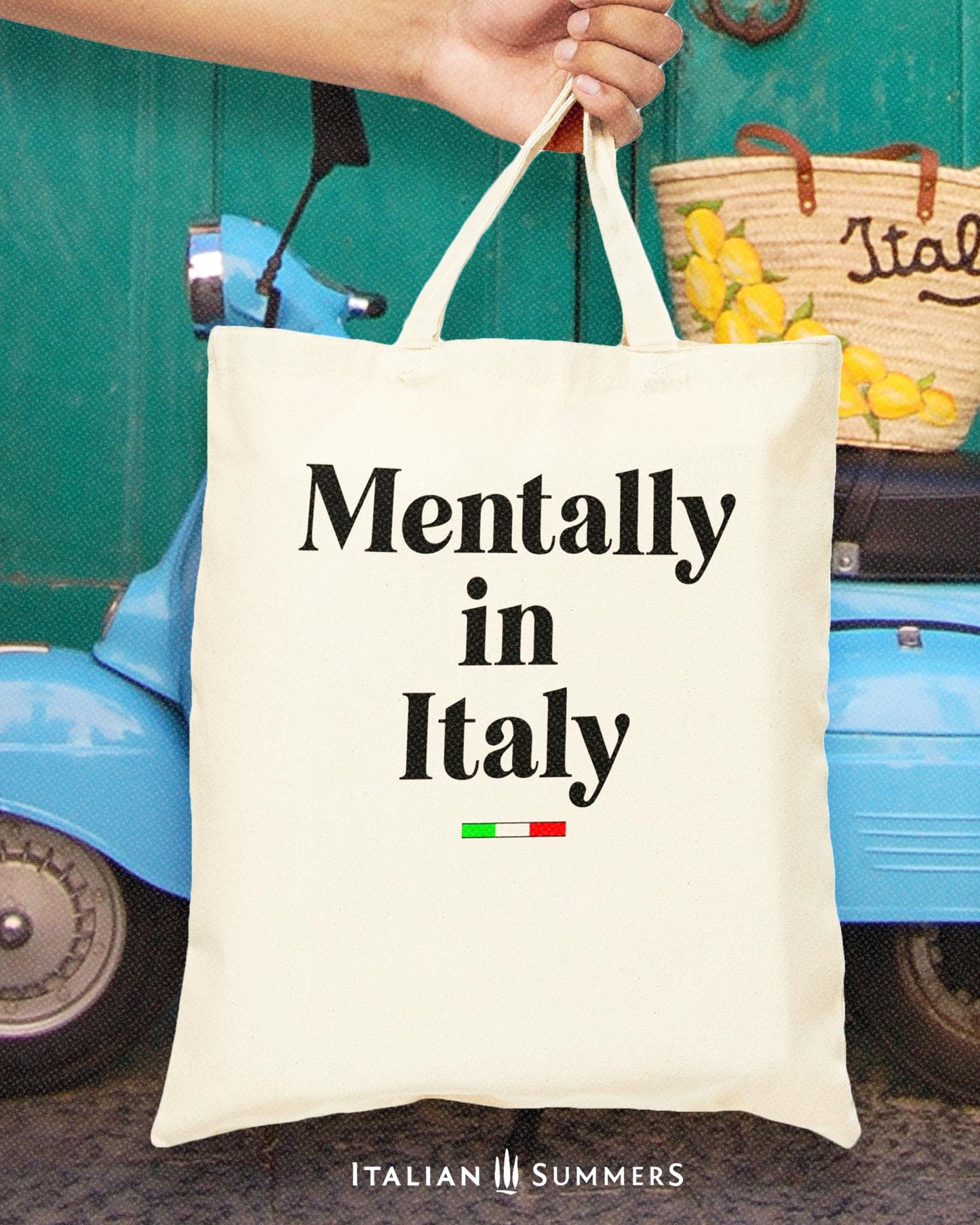 Italy Tote Bag - Mentally in ITALY , Travel tote,  Italy quote, Italian tote, Italy shopper, Italian pride, Amalfi Coast bag, Positano