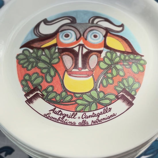 Vintage Autogrill plate by De Simone - Serravalle Pistoiese Cinghiale in Umido, 1960s Italian highway memorabilia
