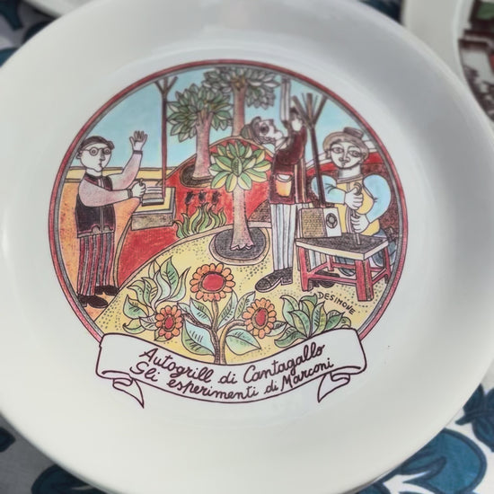 Vintage Autogrill plate by De Simone - Cantagallo Gli Esperimenti di Marconi, 1960s Italian highway memorabilia