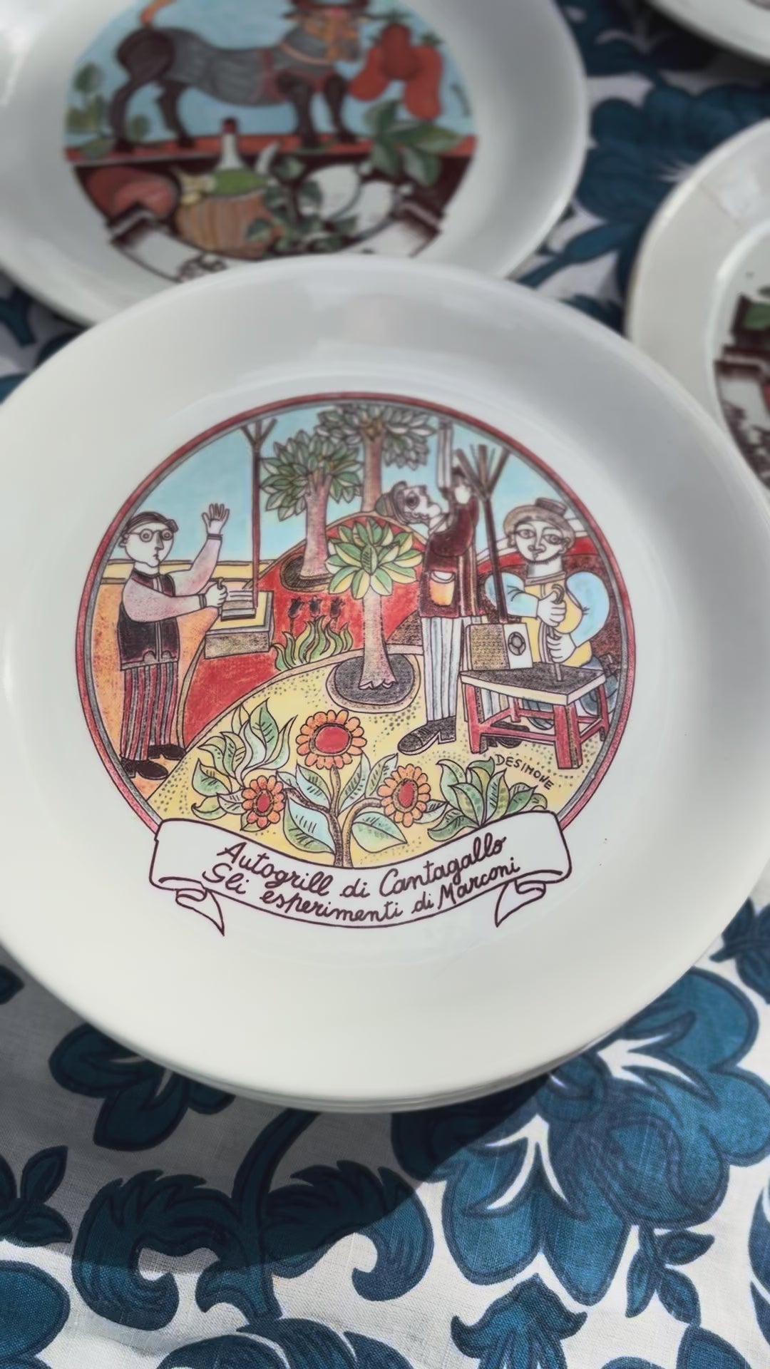 Vintage Autogrill plate by De Simone - Cantagallo Gli Esperimenti di Marconi, 1960s Italian highway memorabilia