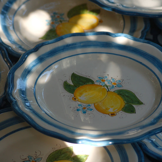Italian ceramic Amalfi coast dinner plate with scalopped rim by Italian Summers