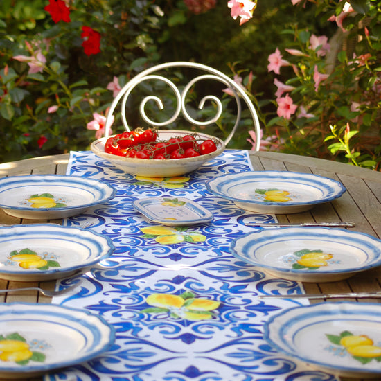 Italian ceramic Amalfi Coast lemon plate with scalopped rim by Italian Summers