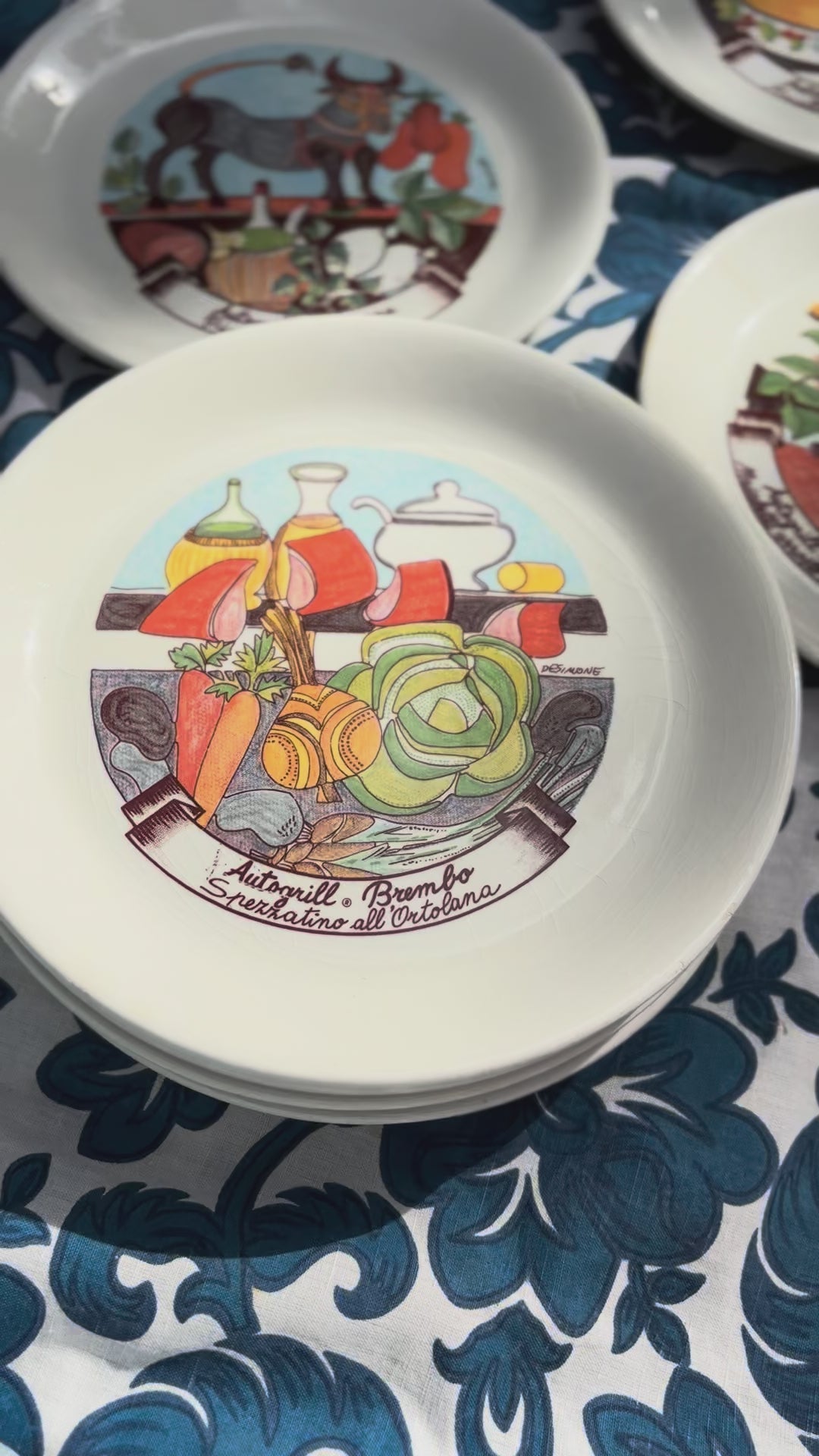 Vintage Autogrill plate by De Simone - Cantagallo Gli Esperimenti di Marconi, 1970s Italian highway memorabilia