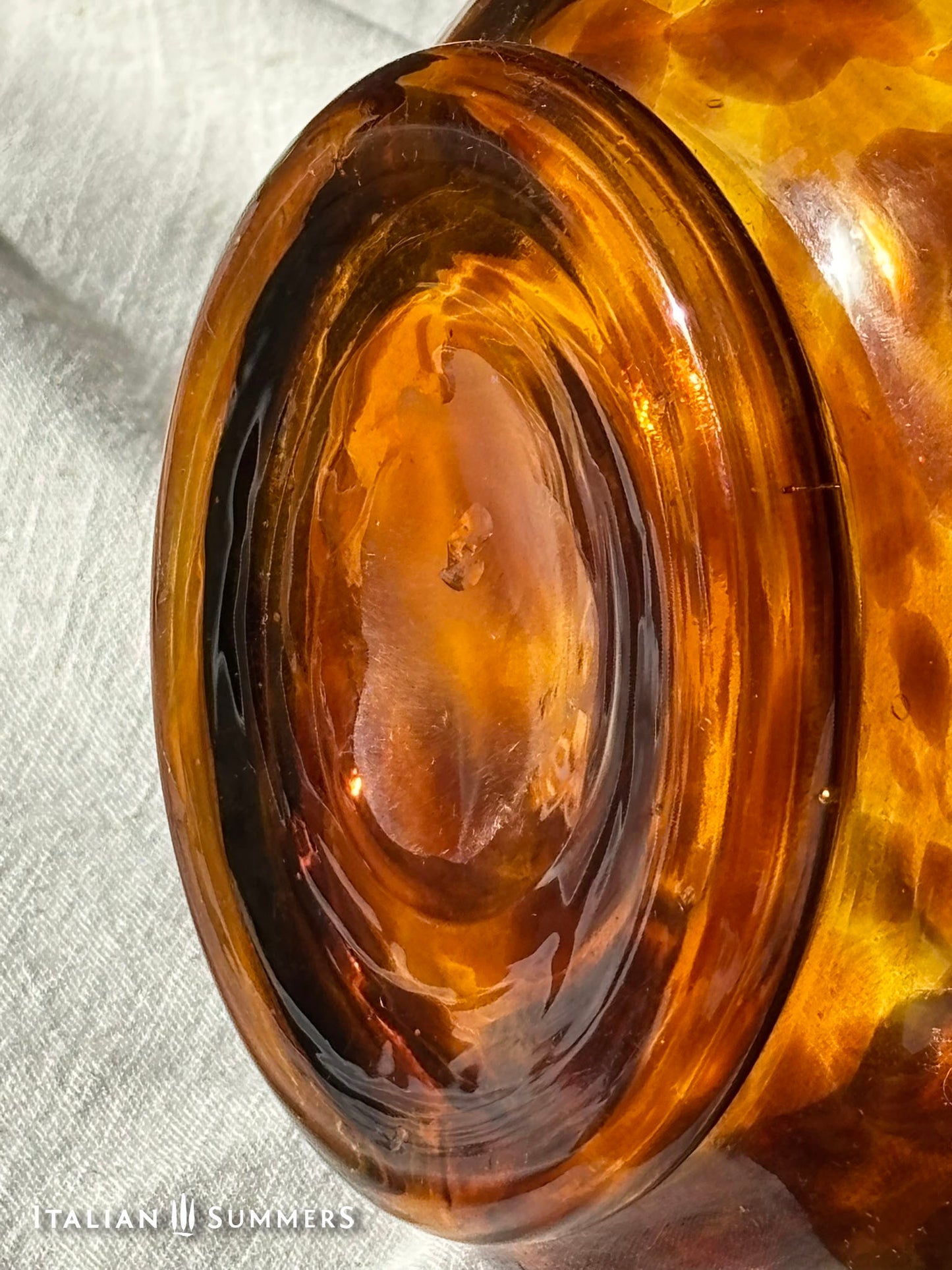 Vintage 1960s Empoli Tortoiseshell Glass Decanter & Matching Tumblers – Chistian Dior Maison manufacturer