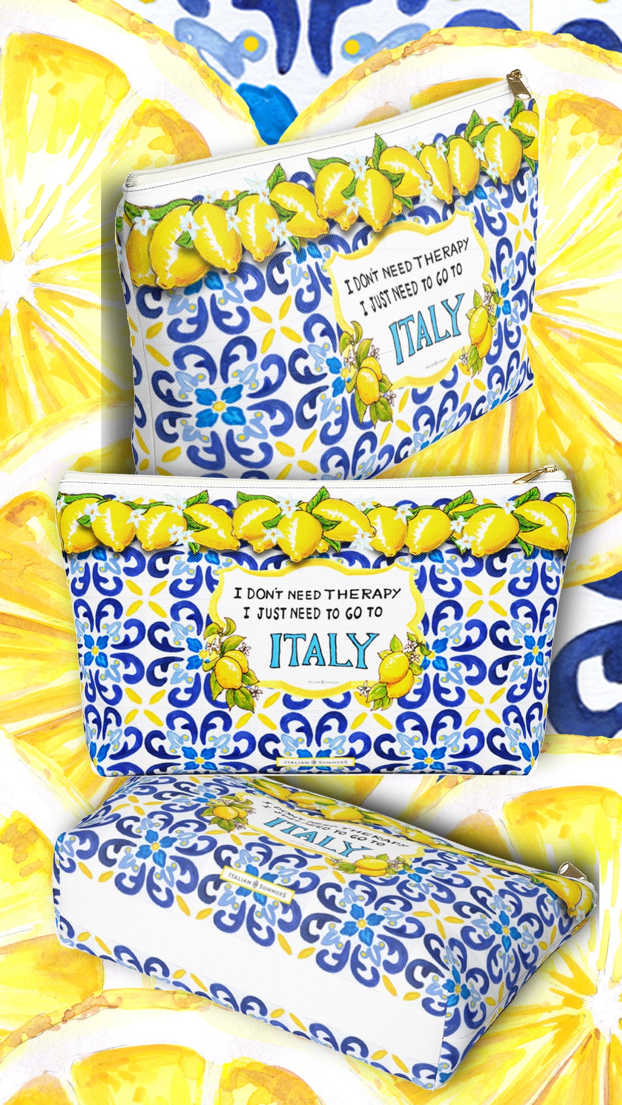 Clutch THERAPY LEMONS and FLOWERS by Italian Summers