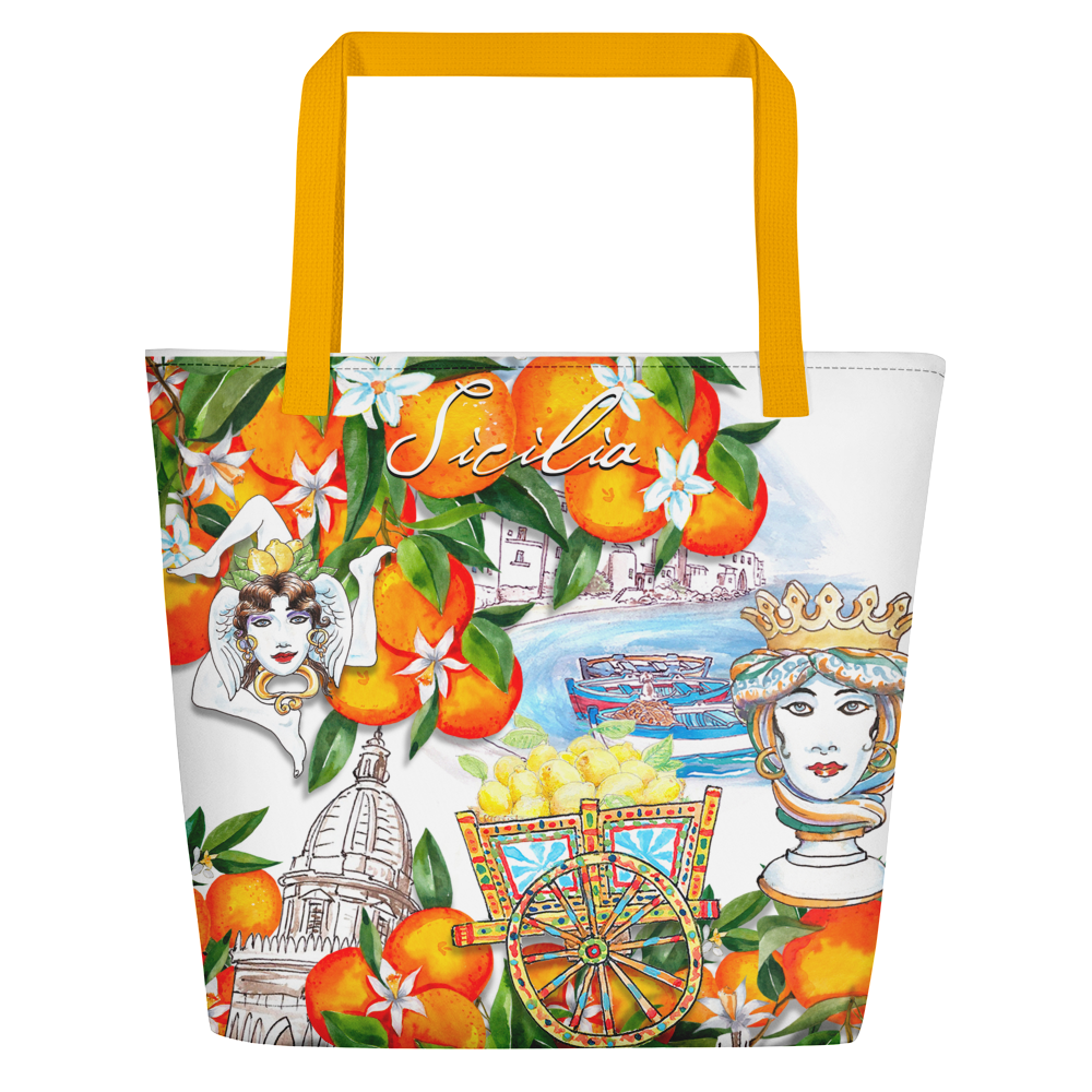 SICILY tote | Italy tote Large, Sicilian oranges, Sicilian style, Italy traveler, Italy lovers, Italy theme, Sicily theme